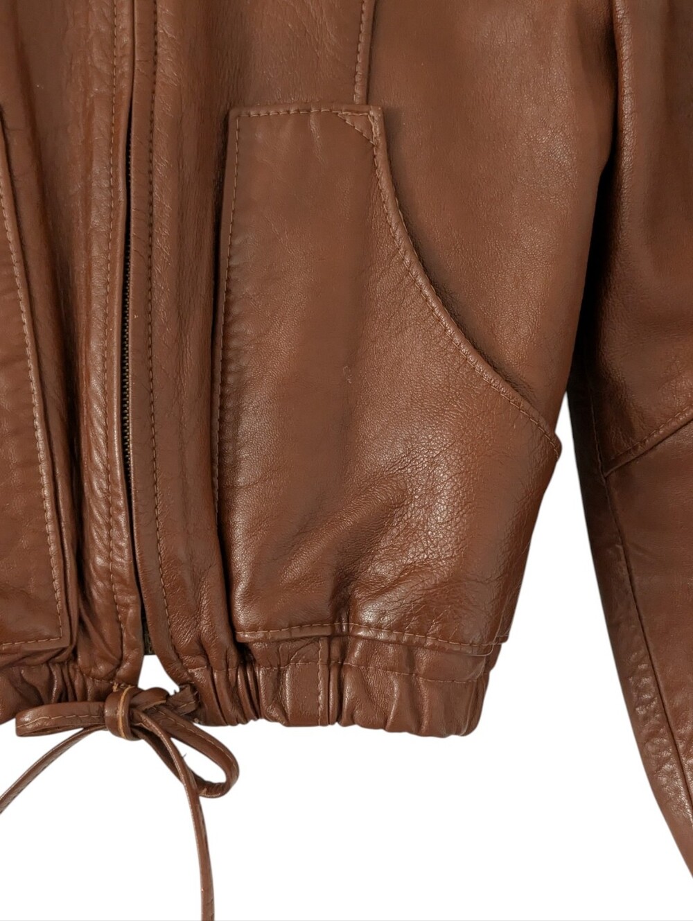 Vintage 70s Mexican Leather Hooded Bomber Jacket Size 7/8 Jrs/Womens XXS/Kids L - Picture 6 of 16